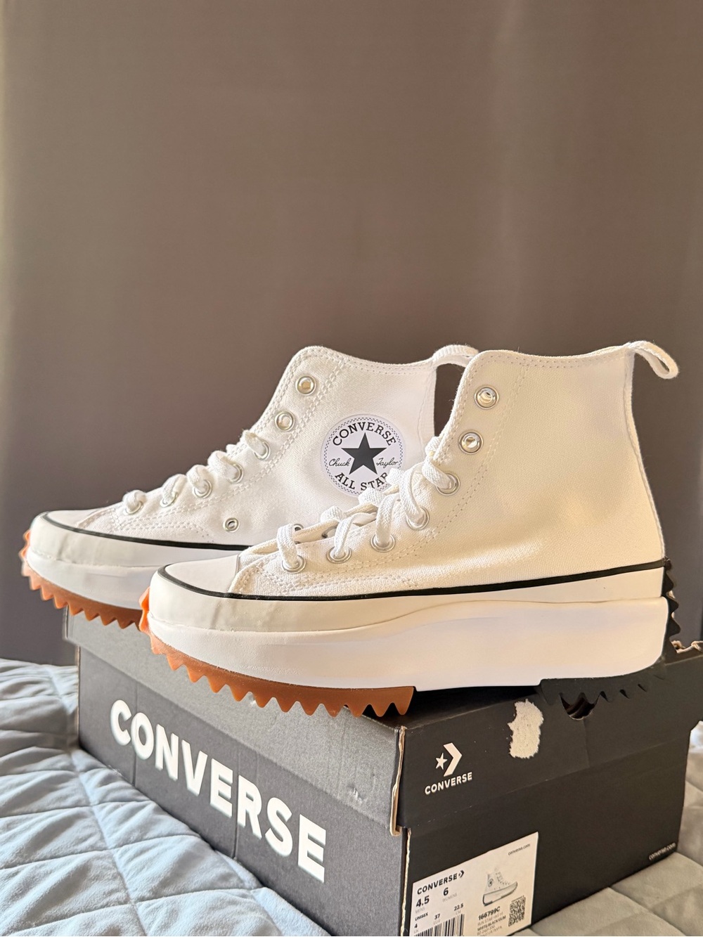 Converse White High-Top Platform Sneakers with Gum Lug Sole